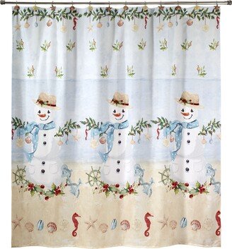 Coastal Snowman Printed Shower Curtain, 72 x 72