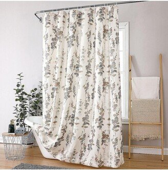 Kate Aurora Angelique Watercolor Floral Fabric Shower Curtain - Standard Size - Taupe/Linen