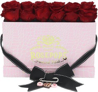 Rosepops Valentine's Day Pop Up Rectangle Box with 6 Red Real Preserved Roses