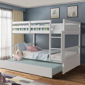 Full over Full Bunk Bed Platform Wood Bed Captain's Bed w/