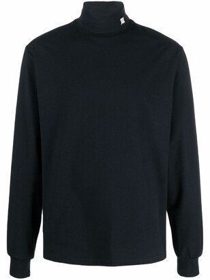 Embroidered-Logo Roll-Neck Top