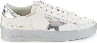 Contrast Trim Leather Platform Sneakers