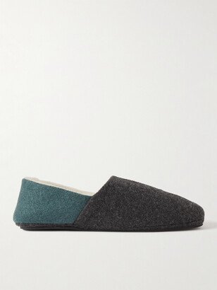 Fleece-Lined Two-Tone Recycled-Felt Slippers