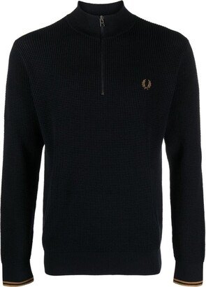 Half zip cotton jumper