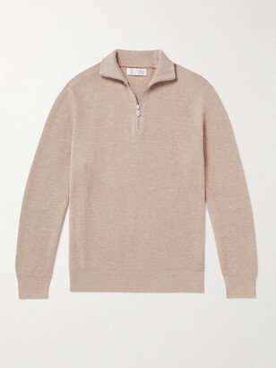 Ribbed Cotton Half-Zip Sweater