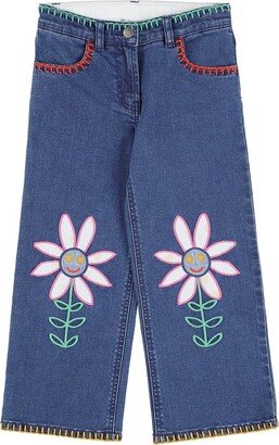 Embroidered organic cotton denim jeans