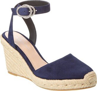 Crystal Buckle Suede Espadrille Wedge Sandal-AB