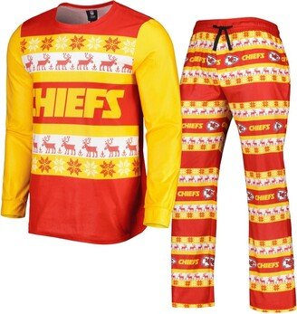 Men's Foco Red Kansas City Chiefs Team Ugly Pajama Set