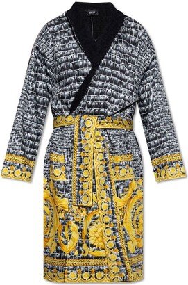 Printed Belted Waist Bathrobe