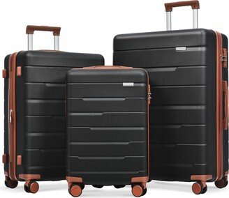 GREATPLANINC Expandable Hardside Luggage with Spinner Wheels 3-Piece Set-AD