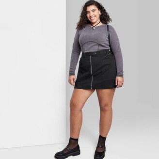 Women' Cargo Utility A-Line Mini Skirt Black 4X