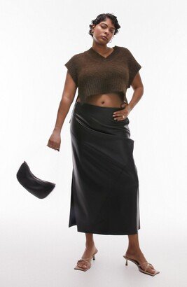 Curve Faux Leather Midi Skirt