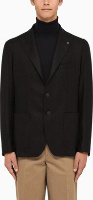 Blue single-breasted jacket in wool