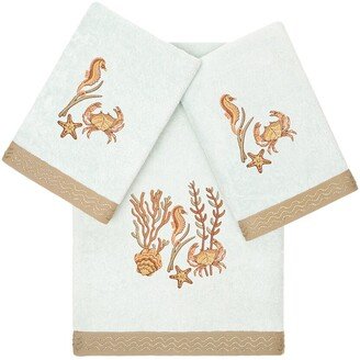 Turkish Cotton Aaron 3Pc Embellished Bath & Hand Towel Set