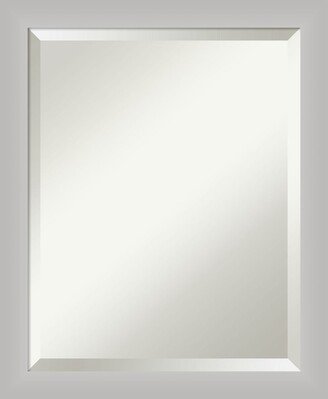 Beveled Wood Bathroom Wall Mirror - Low Luster Silver Frame - Low Luster Silver