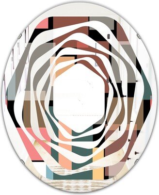 Designart 'Retro Square Design II' Printed Modern Round or Oval Wall Mirror - Whirl