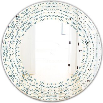 Designart 'Floral Retro Pattern IV' Printed Modern Round or Oval Wall Mirror - Wave