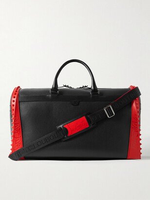 Sneakender Studded Rubber-Trimmed Full-Grain Leather Weekend Bag