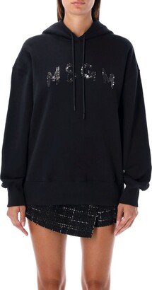 Logo Sequin-Embellished Drawstring Hoodie