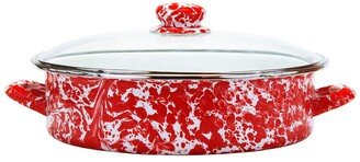 Red Swirl Enamelware Collection 8 Quart Saute Pan