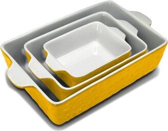 3Pc Rectangular Ceramic Bakeware Set Yellow