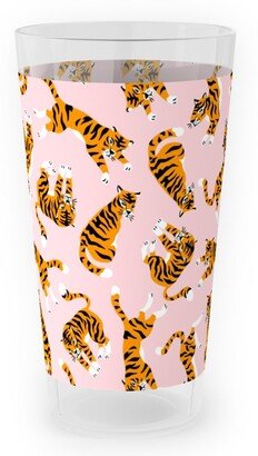 Outdoor Pint Glasses: Tigers On Pink Backround Outdoor Pint Glass, Pink