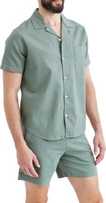 Short Sleeve Linen & Cotton Button-Up Shirt