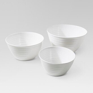 3pc Plastic Nesting Serving Bowls White