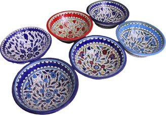Palestinian Ceramic Serving Bowl Hand Painted Floral Style 9.8 Inches/25cm