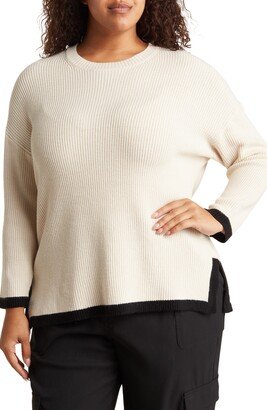 Tipped Shaker Knit Tunic Sweater