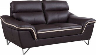 36 Contemporary Brown Leather Loveseat - 36 x 69 x 37