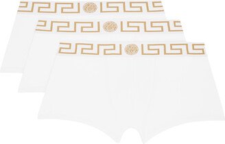 Three-Pack White Greca Border Boxers