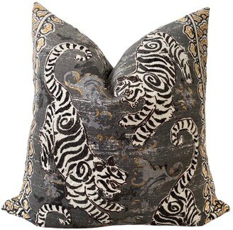 Charcoal Bengal Tiger Pillow Cover, Brown Pillow