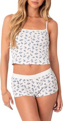 EDIKTED Pamper Floral Waffle Crop Camisole