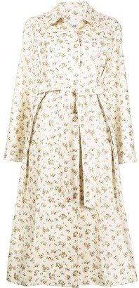 Floral-Print Trench Coat-AA