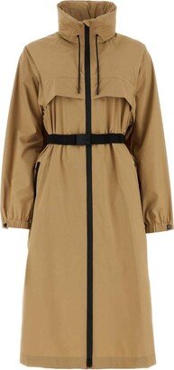 High Neck Belted-Waist Trench Coat
