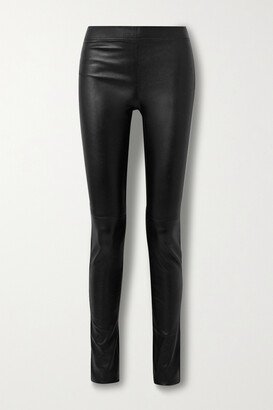 Stretch-leather Leggings - Black