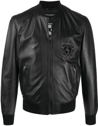 patch leather bomber jacket