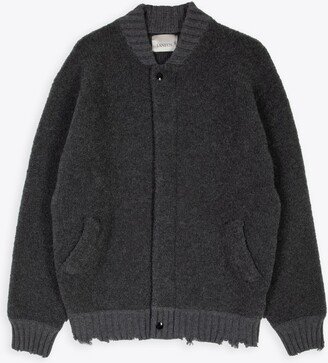 Bomber Boucle' Grey bouclè wool bomber jacket