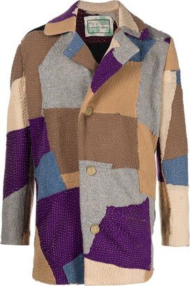 Jacob patchwork wool coat