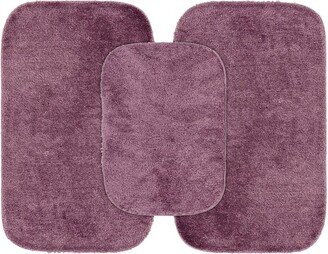 3pc Traditional Nylon Washable Bathroom Rug Set Purple