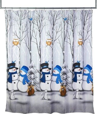 Winter Friends Shower Curtain Blue