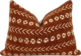 Rust Mudcloth Lumbar Pillow Cover