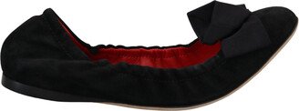 Black Suede Flat Slip On Ballet Women's Shoes