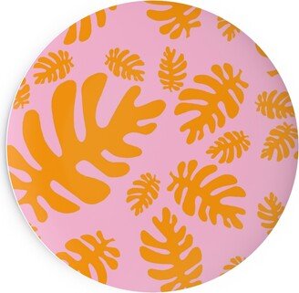 Salad Plates: Funky Tropical Leaf - Orange And Blush Salad Plate, Pink