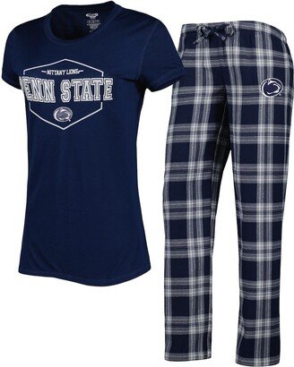 Women's Concepts Sport Navy, Gray Penn State Nittany Lions Badge T-shirt and Flannel Pants Sleep Set - Navy, Gray