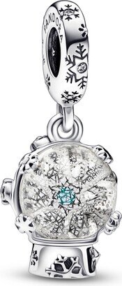 Cubic Zirconia Snowflake Snow Globe Dangle Charm