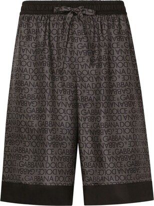 Logo-Print Silk Shorts