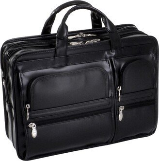 McKleinUSA McKlein Hubbard Leather Double Compartment Laptop Briefcase (Black)