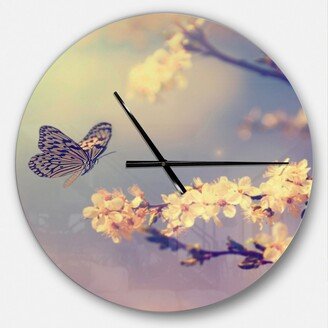 Designart Oversized Floral Round Metal Wall Clock